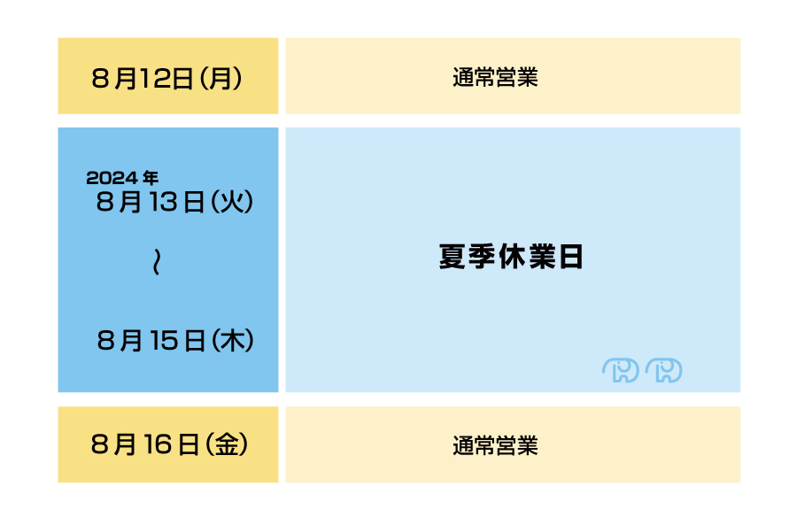 夏季休業日のお知らせ